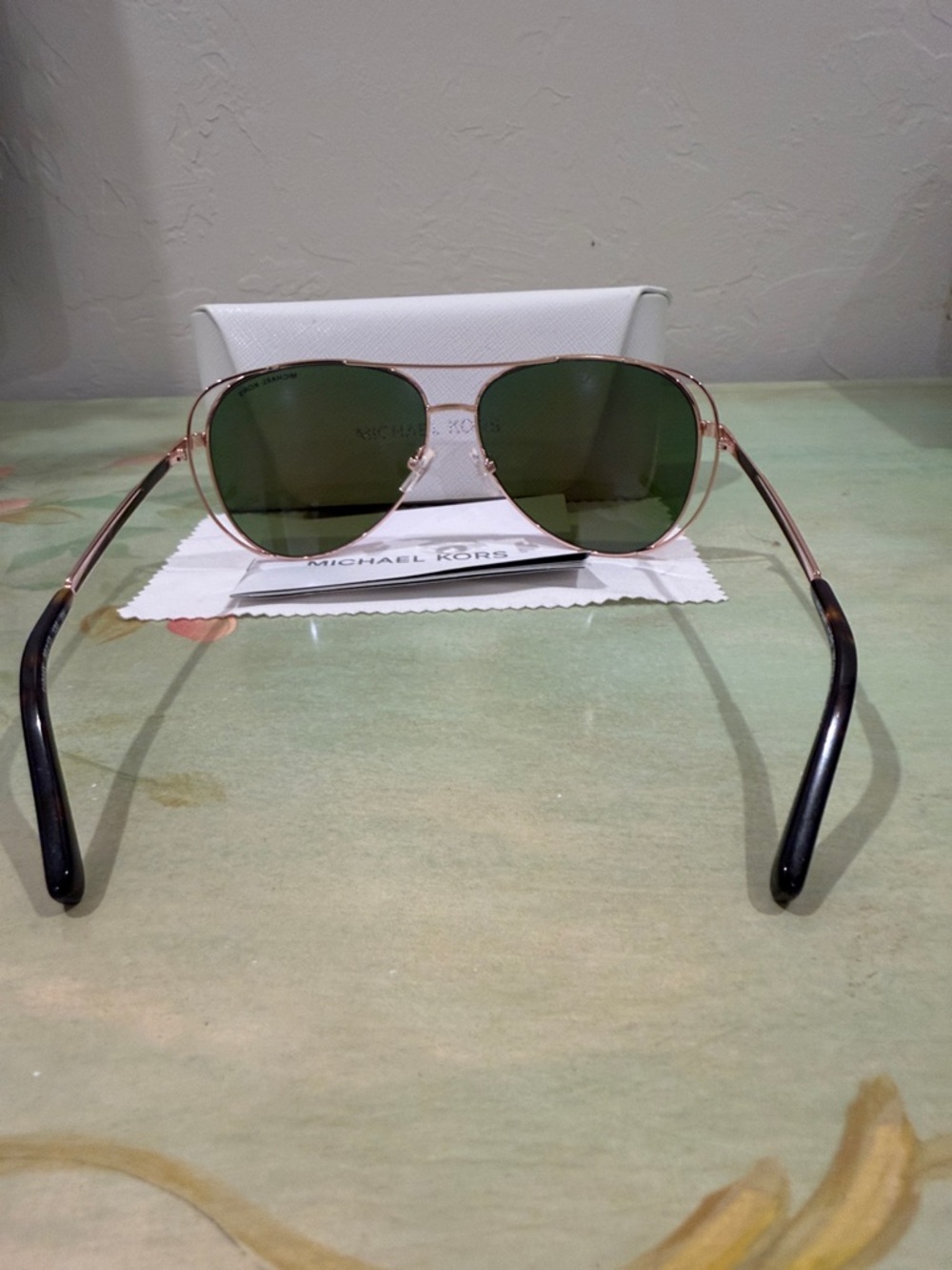 Michael Kors Aviator Sunglasses - Rose Gold Frame with Purple Mirrored Lenses - Picture 4 of 4